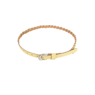 会员享兑好物 |   | 复古做旧头层牛皮毛边金属扣头编织皮带腰带