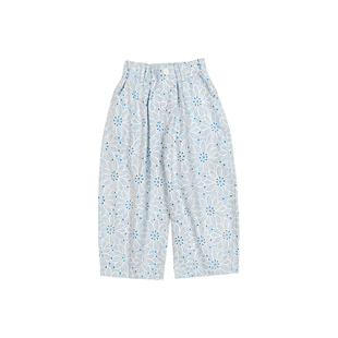 leomama女童绣花复古时尚休闲裤春夏新款儿童宽松阔腿裤子长裤