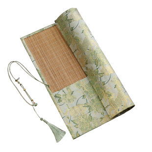 织锦竹制笔卷 彩色简约笔袋古风新竹帘老竹色透气笔帘袋收纳袋