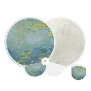 油画浅色睡莲团扇迷你折叠式随身携带扇子儿童超轻夏天小巧便携