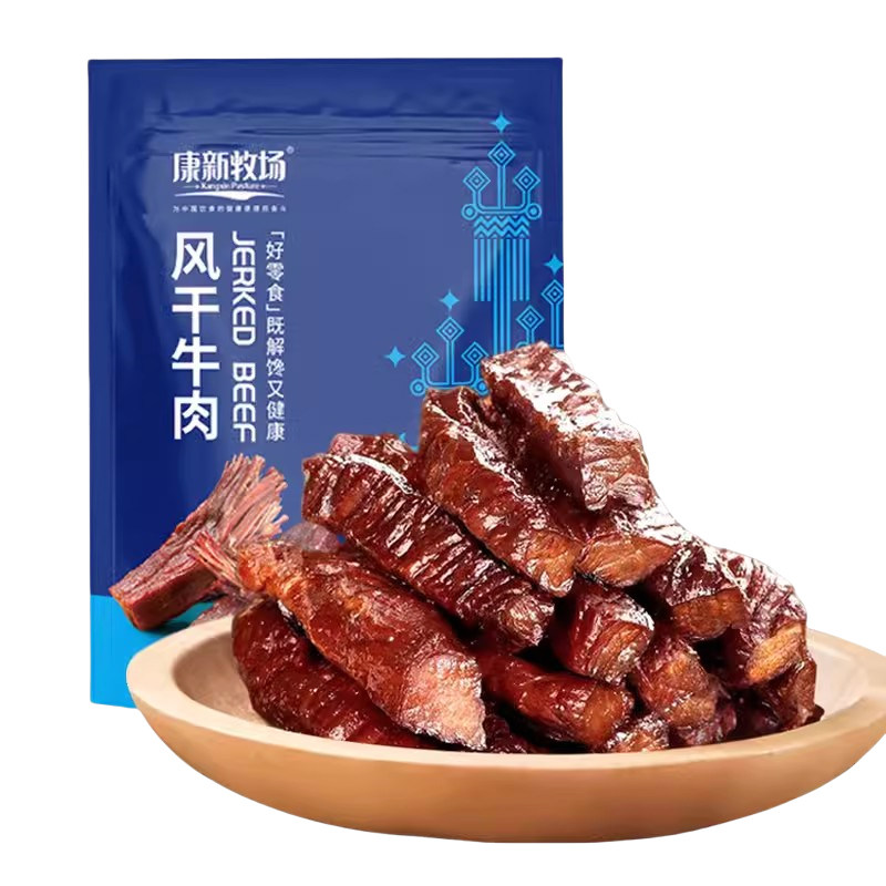 康新牧场风干牛肉干500g七成干