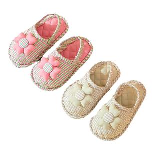 新款儿童棉拖鞋秋冬1-2-3岁纯棉包头布底居家室内静音保暖木地板