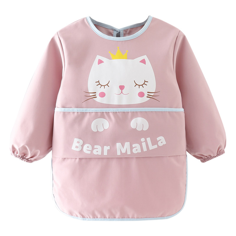 新款宝宝罩衣儿童男女围裙女宝外穿洋气绘画美术课时尚防水画画衣