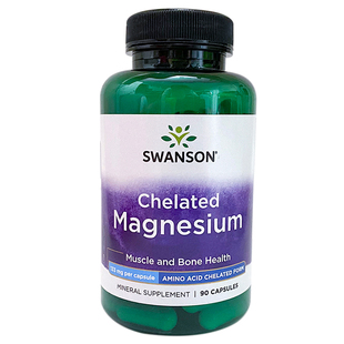 高吸收专利甘氨酸镁Swanson氨基酸螯合镁神经骨骼睡眠90粒美国发