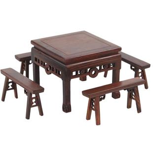 红木雕刻工艺品摆件明清微缩家具模型红酸枝长凳八仙桌微型小家具