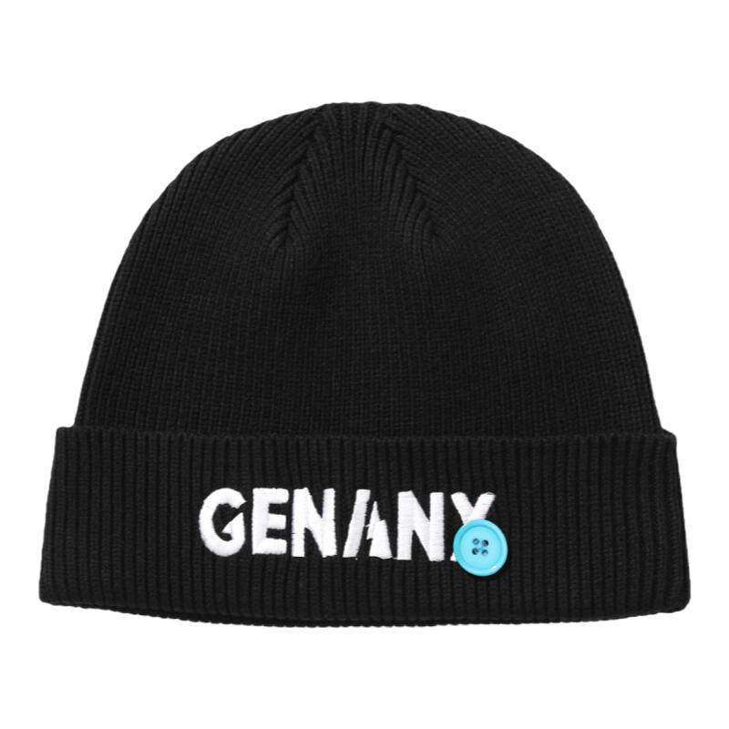 GENANX绣花装饰纽扣保暖针织帽