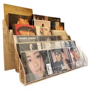 cd架亚克力阶梯式陈列放置架光碟片磁带光盘收藏展示架专辑收纳盒