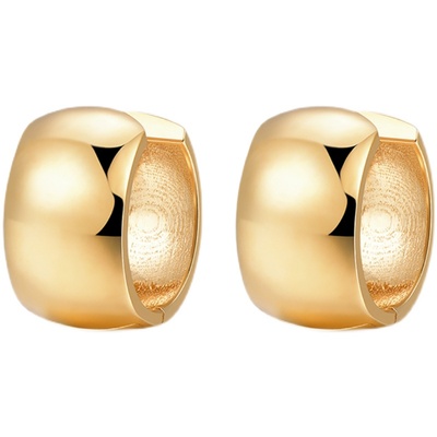 18K厚金耳圈大气素圈耳扣耳环