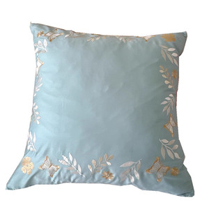 小花蝴蝶,品牌尾货纯棉贡缎全棉刺绣居家大靠垫抱枕套65x65百搭