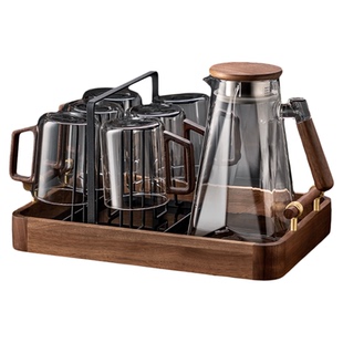 办公室水杯玻璃杯家用耐高温喝水花茶绿茶杯子高颜值客厅泡茶套装