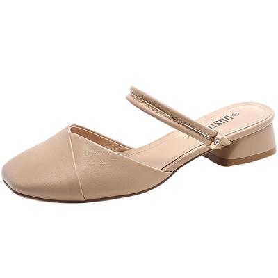 穆勒鞋时尚休闲粗跟中跟方头