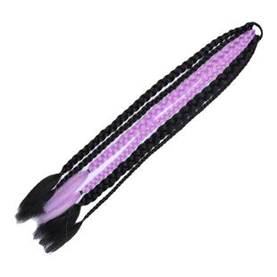 假发脏辫粉色黑色大辫子橡皮筋式双马尾接发纤维高温丝多辫发条