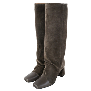 IORE理想矿石设计原创 刚柔相生 自然堆叠粗高跟及膝靴芭蕾裤腿靴