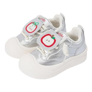 笛莎童鞋加绒厚底板鞋儿童2025冬季新款女童趣味大头鞋百搭运动鞋