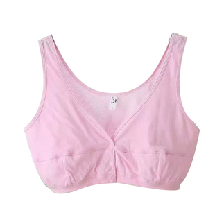 3件装 夏季薄款中老年人女士纯棉前开扣文胸妈妈无钢圈无海绵背心