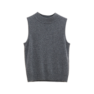 洪陵【100%纯羊绒】半高领背心女款修身上衣时尚轻奢优雅内搭7457