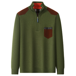 新款爸爸冬装毛衣加绒加厚中年男士重磅保暖针织衫中老年打底线衣