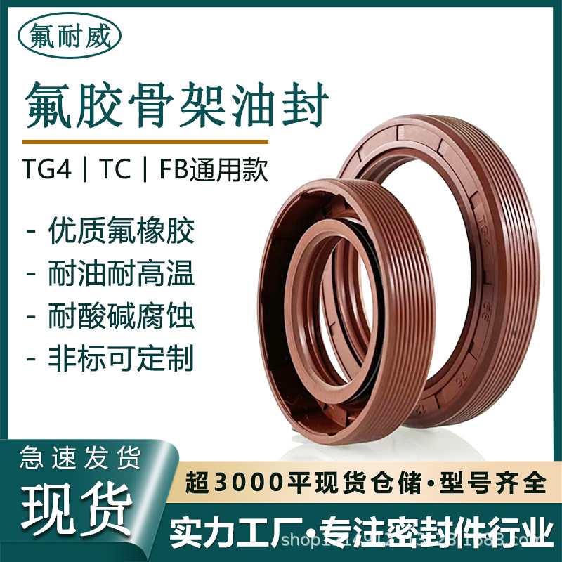 直销TG4/TC氟胶骨架油封内径22/24/25mm耐高温耐腐蚀唇形密封