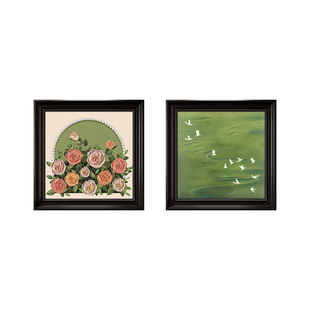 中古风卧室床头装饰画法式奶油风挂画主卧房间布置餐厅轻奢高级感