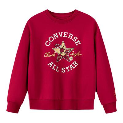 【CNY新年系列】匡威童装卫衣2026春季新款红色打底衫加绒拜年服