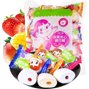 不二家果酱夹心棉花糖300g*1袋多种口味儿童糖果零食喜糖独立包装