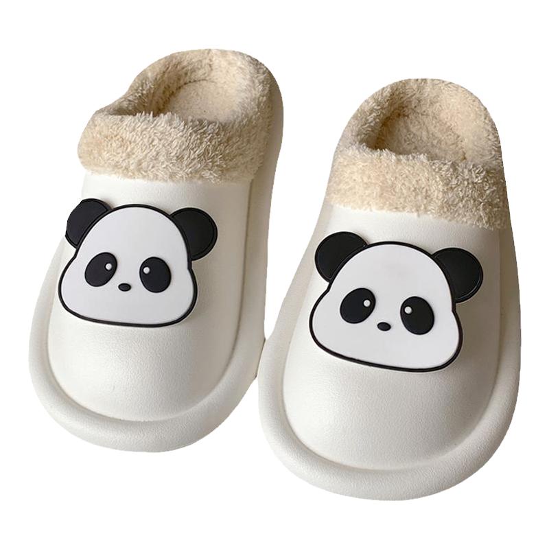 细细条 熊猫棉拖鞋男女冬季可外穿居家用情侣防水防滑保暖棉鞋ins