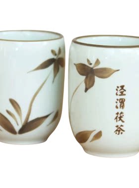 泾渭茯茶陶瓷束口杯品茗茶杯焖茶壶搭配茶杯专用杯子一盒6只闷茶