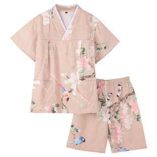 纯棉花国风汗蒸服女款加胸垫洗浴足疗客人衣服足浴按摩睡衣桑拿男