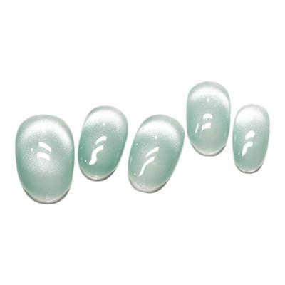 甲娘子纯手工穿戴甲冰透绿色猫眼