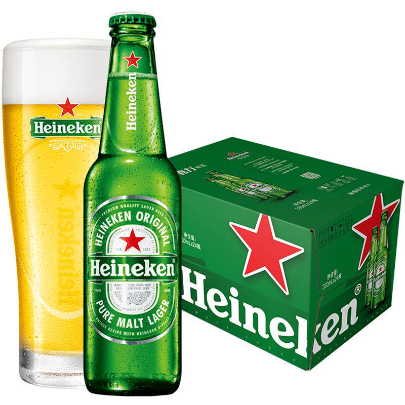 下拉详情享优惠 Heineken/喜力经典啤酒330ml*24瓶装整箱全麦精酿