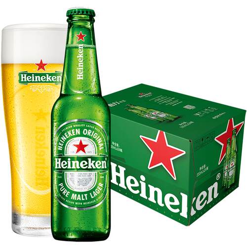 下拉详情享优惠 Heineken/喜力经典啤酒330ml*24瓶装整箱全麦精酿