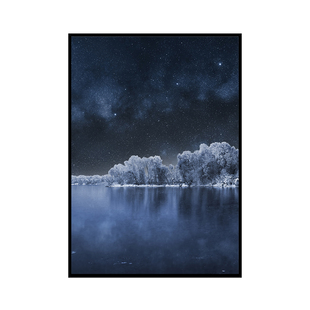 海洋风景沙滩蓝色装饰画森林山脉文字现代简约客厅沙发背景墙挂画