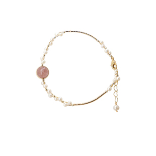 清野集新品手链恋与桃花天然粉晶珍珠手工气质清新可调节手串包邮