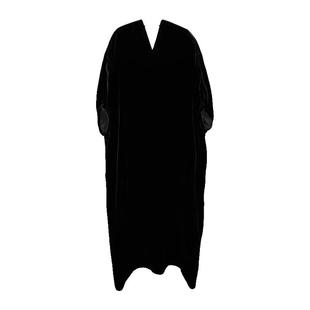 陈小满原创设计真丝绒灯笼袖v领连衣裙女高级感2025秋季新款裙子