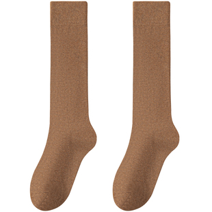 小腿袜女压力瘦腿jk纯棉中筒袜全棉春秋长筒高筒袜秋冬季及膝黑色