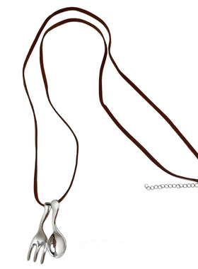 小众设计勺子叉子吊坠百搭毛衣链