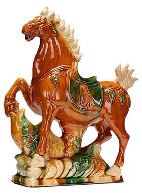 洛阳唐三彩陶瓷马到成功将军马大