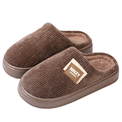 鲨际简约棉拖鞋大码家居加绒保暖