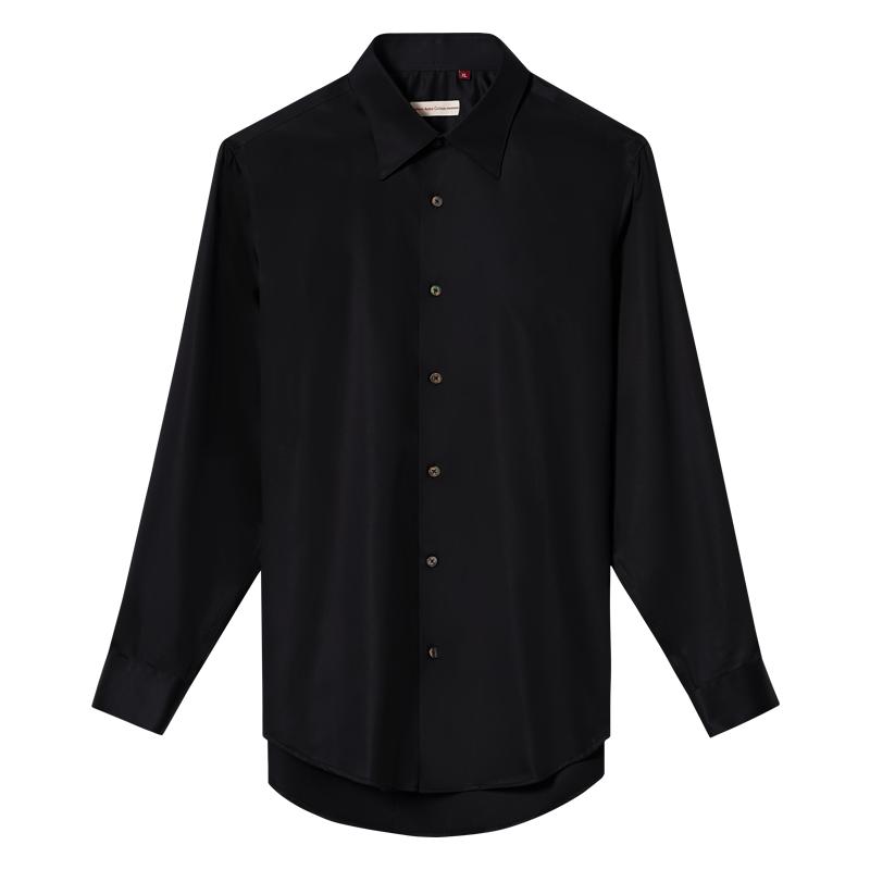Acme cultum免烫抗皱纯棉尖领商务正装修身黑衬衫男通勤长袖衬衣
