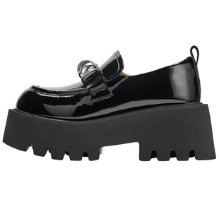 NOOWA真皮厚底乐福鞋女2026春新款时尚圆头百搭增高英伦风小皮鞋