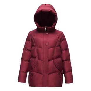 SNOW FLYING/雪中飞中老年羽绒服女短款冬装大码连帽妈妈装厚外套