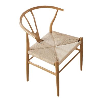 杞居实木绳编北欧新中式靠背椅