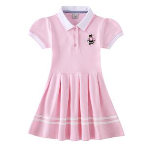 女童连衣裙纯棉夏装儿童POLO裙子学院风夏季童装短袖女孩公主裙