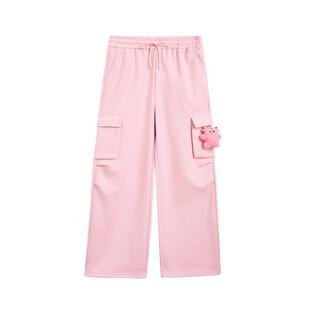 【奶噗噗联名】紫涵工装风直筒阔腿运动休闲裤女冬季新款灰色卫裤