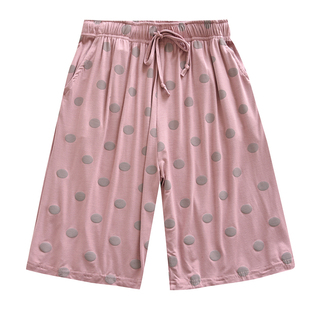 薄款莫代尔睡裤女夏短裤冰丝圆点印花宽松大码休闲五分家居裤外穿