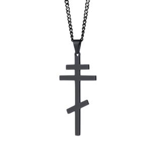泰爱你时尚东正十字架项链潮男嘻哈小众个性ins钛钢吊坠轻奢挂坠
