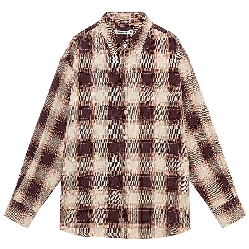 [商场同款]美特斯邦威男年春新款舒适百搭通勤格舒适子长袖衬衫