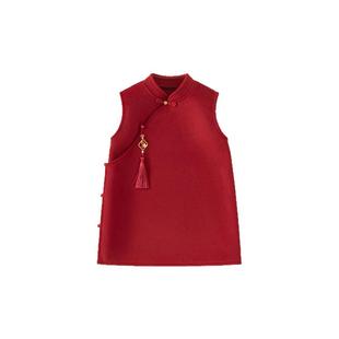 女童裙子儿童红色连衣裙宝宝新年衣服女孩过年礼服中式旗袍年服春