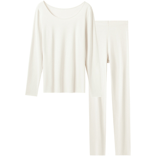 ubras大圆领保暖内衣男女士套装 发热防静电抗菌低领肌底秋衣秋裤