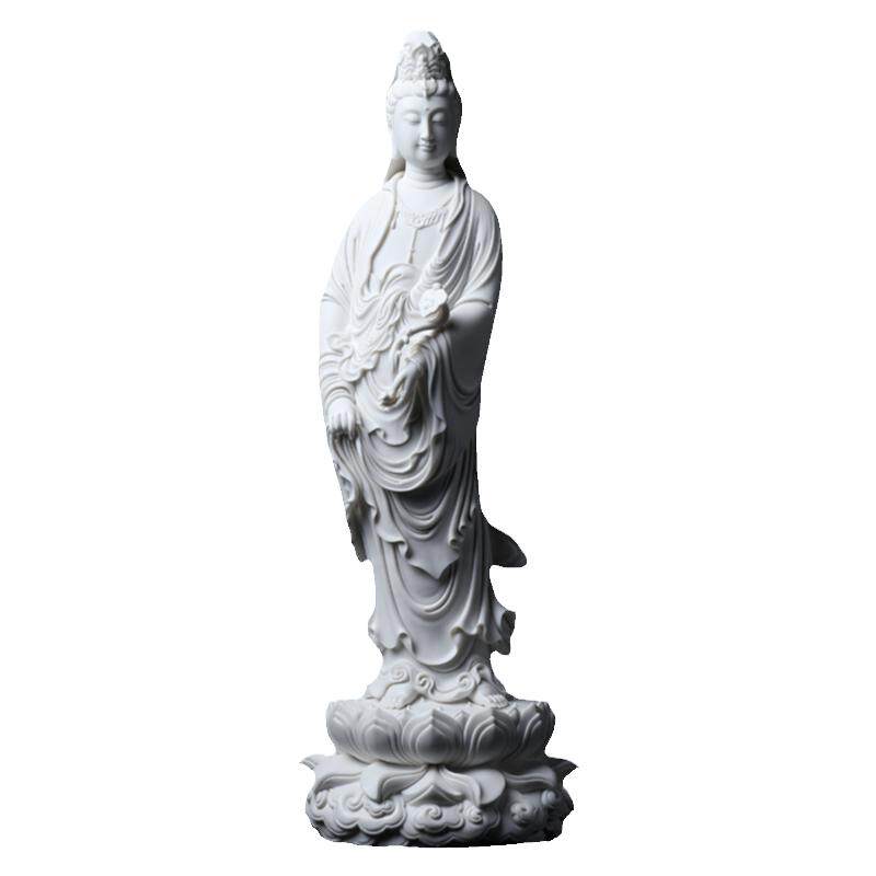 戴玉堂林建平陶瓷摆件《立莲如意观音像》菩萨佛像站像家居饰品